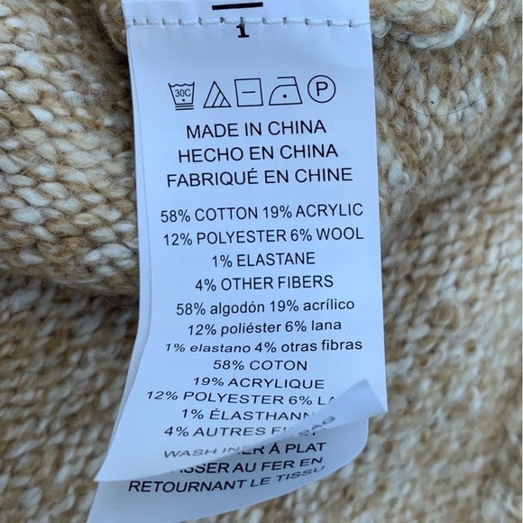 Michael Kors Light Brown Cotton Blend Woven Turtleneck - Picture 6 of 7